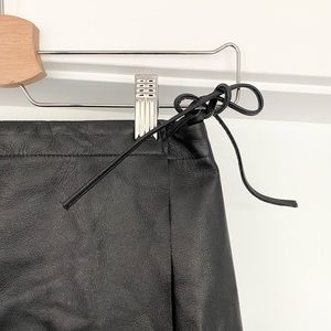 Vintage Aritzia Talula Babaton Black Leather Wrap Skirt Size XS